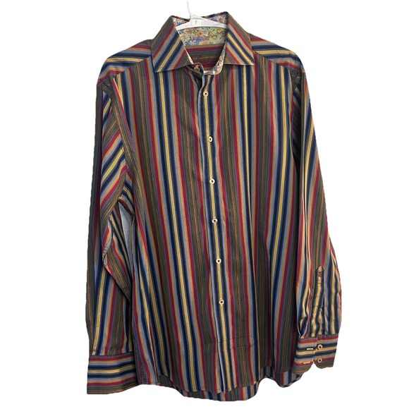 Robert Graham Multi Colored Mens Sz. M Flip Cuff Long Sleeve‎ Dress/Casual EUC - Picture 1 of 9